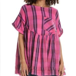 We The Free Pink and Purple Plaid Tunic